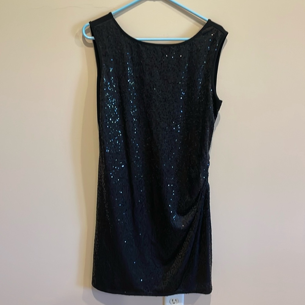 Black Glamour Sequence (front) Sleeveless Dress - Size 16.